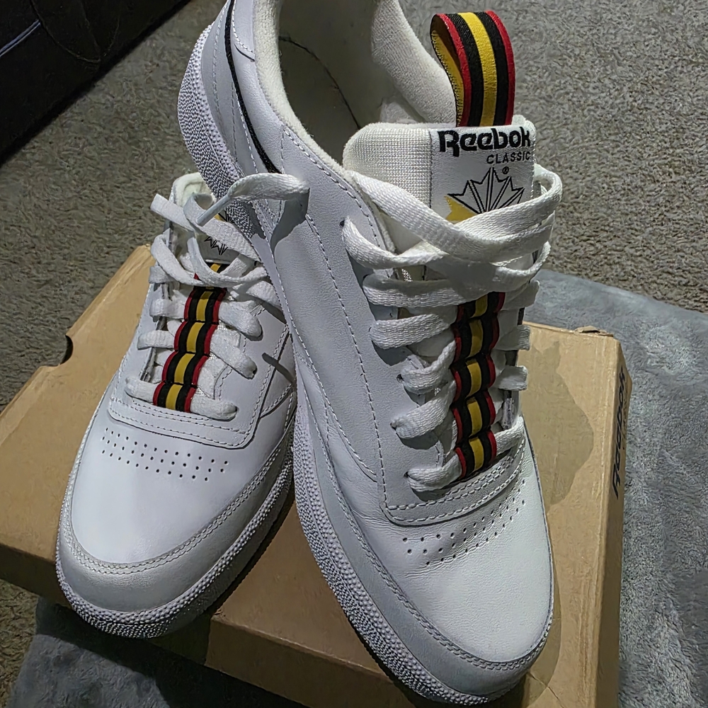 Reebok Classic White Sneakers with Striped Detail
